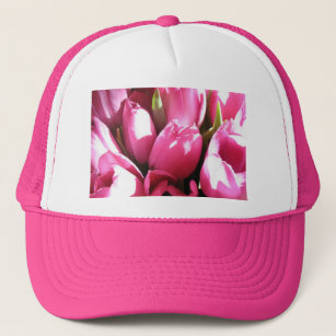 Roze tulpen trucker pet