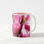 Roze tulpen tweekleurige koffiemok (Voorkant rechts)
