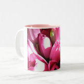 Roze tulpen tweekleurige koffiemok (Voorkant links)