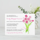 Roze Tulpen - Uitnodiging Baby shower (Staand voorkant)