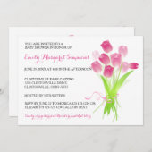 Roze Tulpen - Uitnodiging Baby shower (Voorkant / Achterkant)