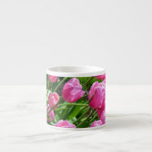 Roze tulpen van de veer espresso mok (Voorkant)