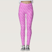 Roze tulpen verdraaide vochtige bladeren leggings (Voorkant)