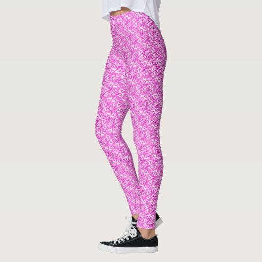 Roze tulpen verdraaide vochtige bladeren leggings (Links)