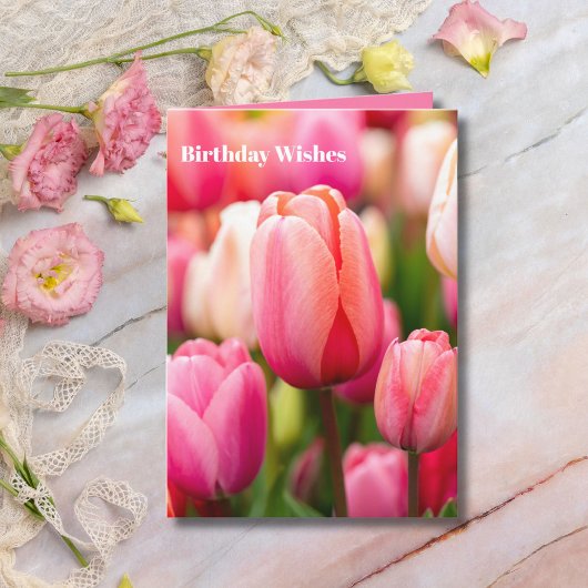 Roze Tulpen Verjaardagswensen Groet Kaart