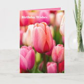 Roze Tulpen Verjaardagswensen Groet Kaart (Voorkant)