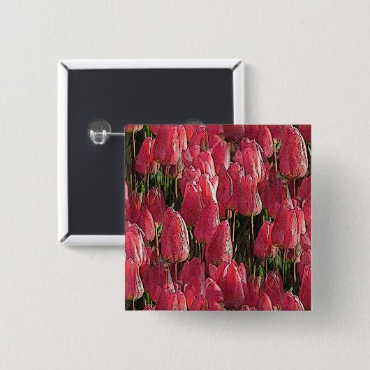 roze tulpen vierkante button 5,1 cm (Voorkant /achterkant)