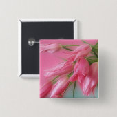 Roze tulpen vierkante button 5,1 cm (Voorkant /achterkant)