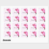 Roze tulpen vierkante sticker (Vel)