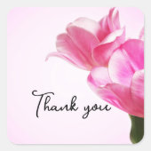 Roze tulpen vierkante sticker (Voorkant)