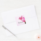Roze tulpen vierkante sticker (Envelop)