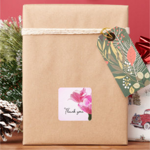 Roze tulpen vierkante sticker
