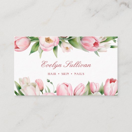 Roze tulpen visitekaartje (Voorkant)