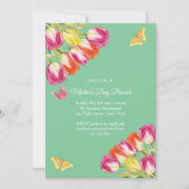 Roze Tulpen & Vlinder Moederdag Brunch Groen Kaart (Voorkant)