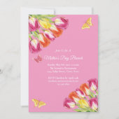 Roze Tulpen & Vlinder Moederdag Brunch Roze Kaart (Voorkant)