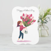 Roze tulpen voor mam | MOEDERDAG Feestdagenkaart (Staand voorkant)