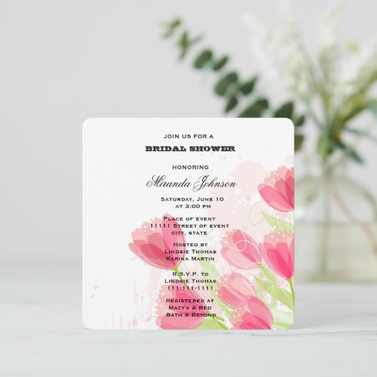 Roze Tulpen Vrijgezellenfeest Kaart (Staand voorkant)