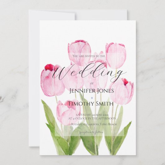 Roze tulpen waterverf kaart (Voorkant)