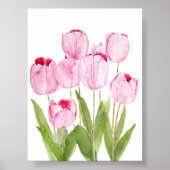Roze tulpen waterverf poster (Voorkant)
