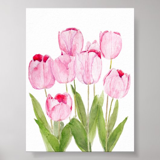 Roze tulpen waterverf poster (Voorkant)