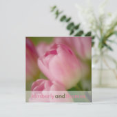 Roze tulpen ・ Weddenschap Kaart (Staand voorkant)