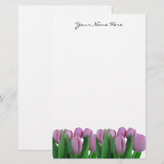 Roze tulpenbakkerij briefpapier (Voorkant / Achterkant)