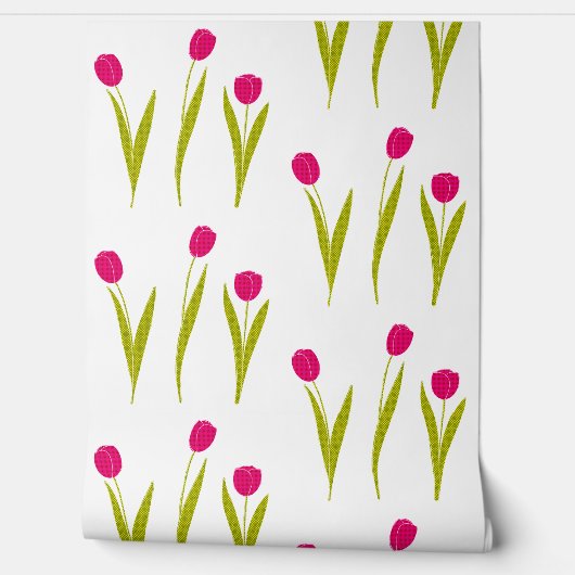 Roze tulpenbehang behang (Afrollen)