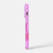 Roze Tulpenbloem met Monogram Vrouwelijk iPhone Hoesje (Linkerkant)