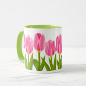 Roze tulpenkoffie-mok mok (Voorkant links)