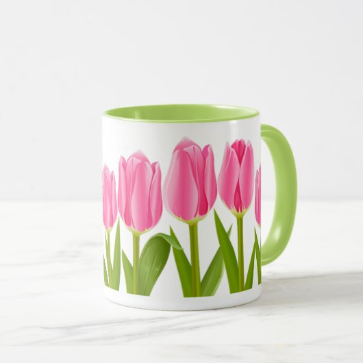 Roze tulpenkoffie-mok mok (Voorkant rechts)