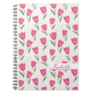 Roze tulpenpatroon aangepast notitieboek