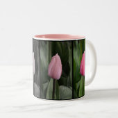 Roze tulpenpatroon koffie mok (Voorkant rechts)