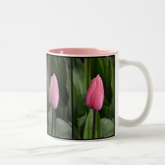 Roze tulpenpatroon koffie mok (Rechts)