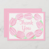 Roze tulpenrand ~ Dankkaart Briefkaart (Voorkant / Achterkant)