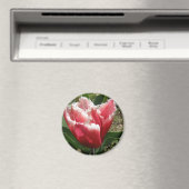 Roze tulpmagneet met rand magneet (Insitu (Vaatwasser))