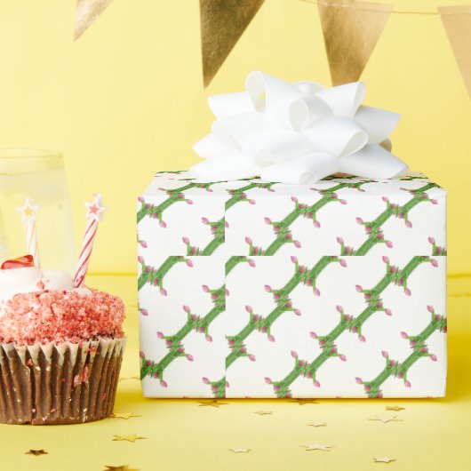 Roze tulppatroon cadeaupapier (Verjaardagsfeest)