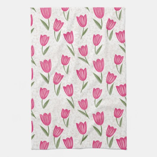 Roze tulppatroon theedoek (Verticaal)