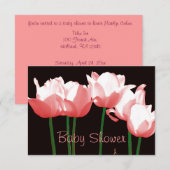 Roze Tulps Aangepaste Baby shower Uitnodiging (Voorkant / Achterkant)
