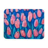 Roze Tulps Blue Field, Spring Flowers Florence Art Magneet (Horizontaal)