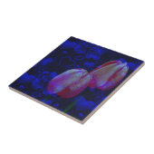Roze Tulps Blue Hearts Floral Art Tegeltje (Zijkant)