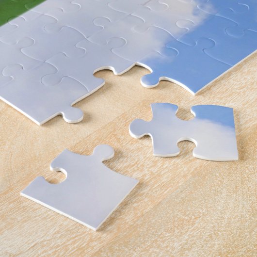 Roze Tulps Blue Sky en White Clouds Legpuzzel (Zijkant)