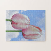 Roze Tulps Blue Sky en White Clouds Legpuzzel (Horizontaal)