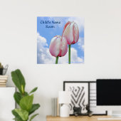 Roze Tulps Blue Sky Natuur Kinder Room Wall Poster (Thuiskantoor)