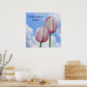Roze Tulps Blue Sky Natuur Kinder Room Wall Poster (Keuken)