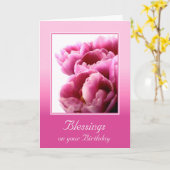 Roze Tulps Custom Birthday Kaart (Gele Bloem)