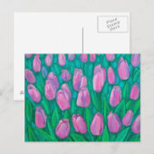 Roze Tulps Field, Floral verven van lentevloeren Briefkaart (Voorkant / Achterkant)