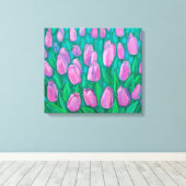 Roze Tulps Field, Floral verven van lentevloeren Canvas Afdruk (Insitu (Houten vloer))