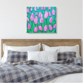 Roze Tulps Field, Floral verven van lentevloeren Canvas Afdruk (Insitu (Slaapkamer))