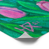 Roze Tulps Field, Floral verven van lentevloeren Poster (Hoek)