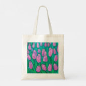 Roze Tulps Field, Floral verven van lentevloeren Tote Bag (Achterkant)